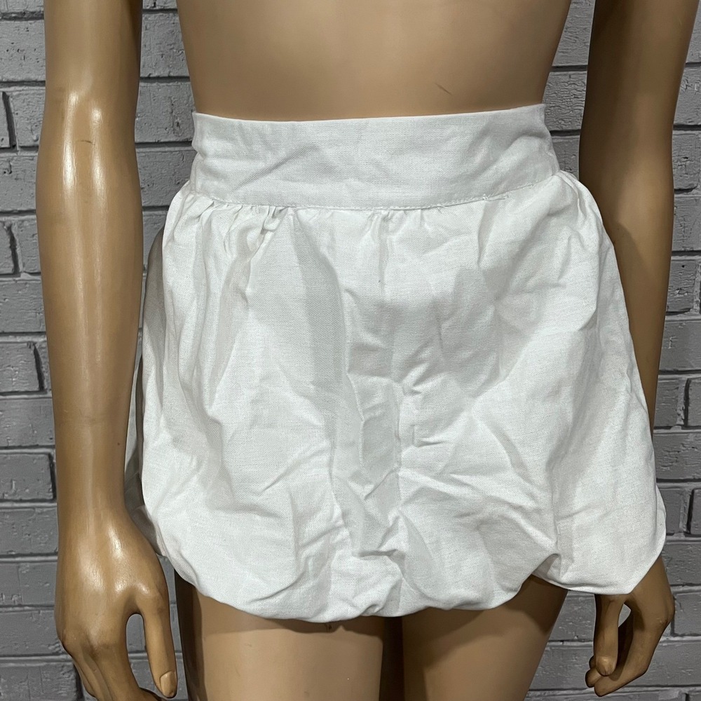 Fashion Nova Mariah Linen Bubble Mini Skirt White High Waist Boho NWT XL